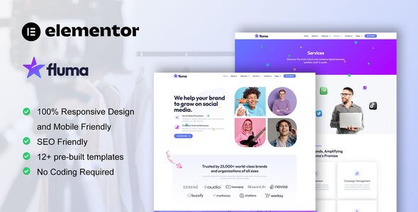 Fluma - Influencer Marketing Agency Elementor Pro Template Kit